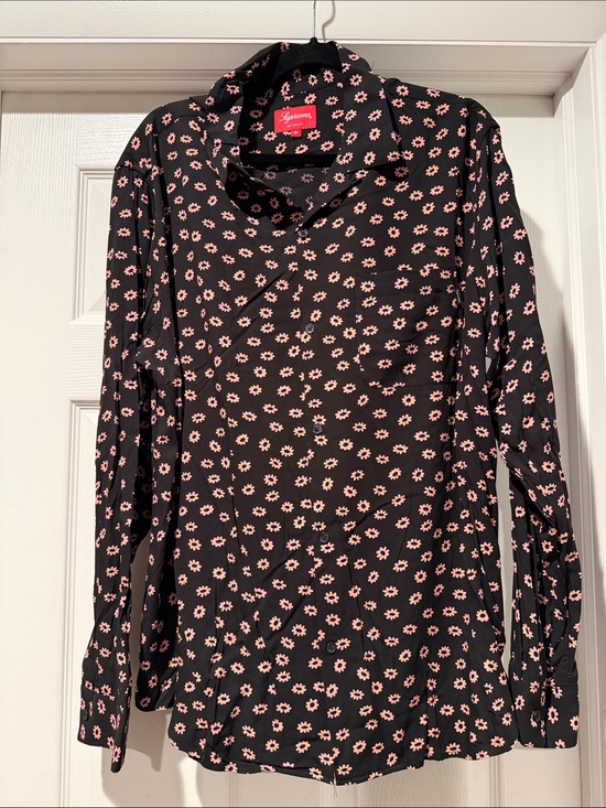 Supreme Other - Supreme Black Button-Down Shirt with Floral Print